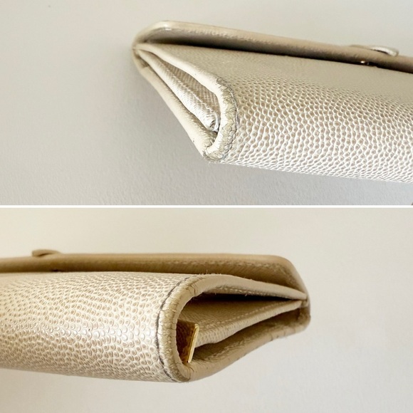 Salvatore Ferragamo Wallet Pebbled Leather Cream Casual Classic Chic Minimalist - Picture 11 of 12